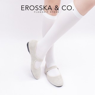 Erosska  - Giày búp bê nữ ballet core mũi tròn, quai ngang thời trang chất liệu da lộn - EL091