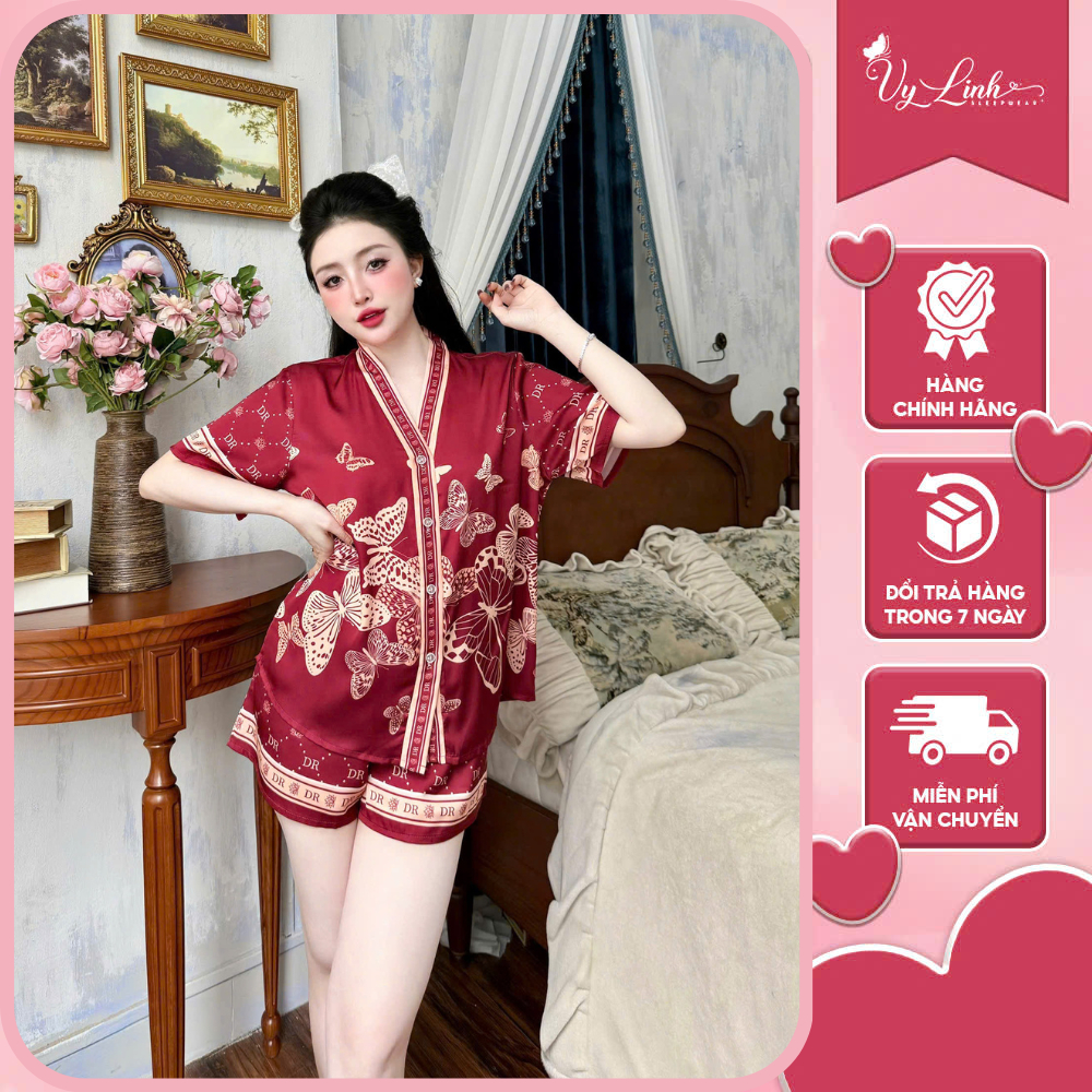 Đồ ngủ nữ Vy Linh chất liệu lụa latin cổ V thoáng mát thấm hút mồ hôi tốt, mềm mại S1103 lô 4