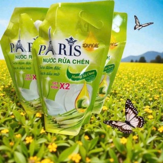 Nước Rửa Chén Paris Túi 2,2kg Siêu Đậm Đặc Hương Sả Chanh Tiết Kiệm X2 Dầu Mỡ Mềm Da Tay Paris