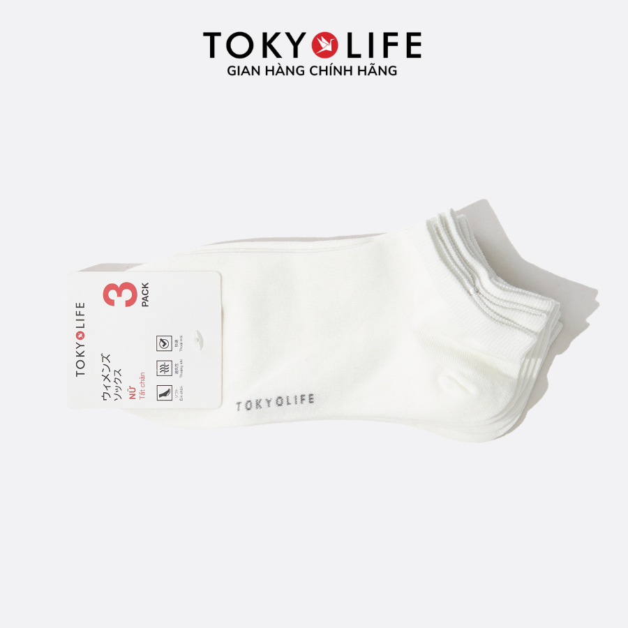 Combo 3 đôi tất nữ TOKYOLIFE mềm nhẹ kháng khuẩn, không hôi chân thích hợp đi mùa hè 40000664