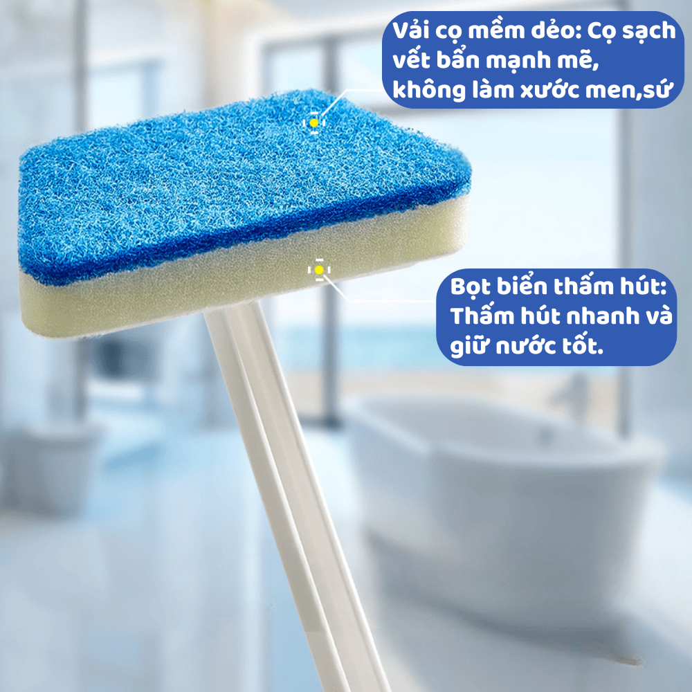 Bộ Cọ Vệ Sinh Nhà Tắm Dùng Một Lần DINO, Bàn Chải Chà Sàn Đa Năng Có Đầu Cọ Thay Thế Làm Sạch Hiệu Quả