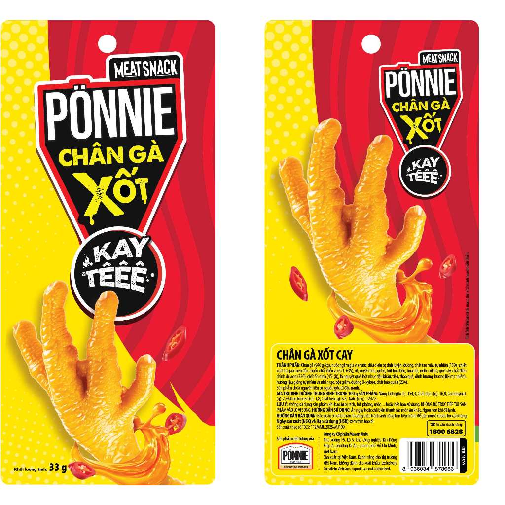 [Chọn vị] Combo 10 cây chân gà Ponnie 33gr