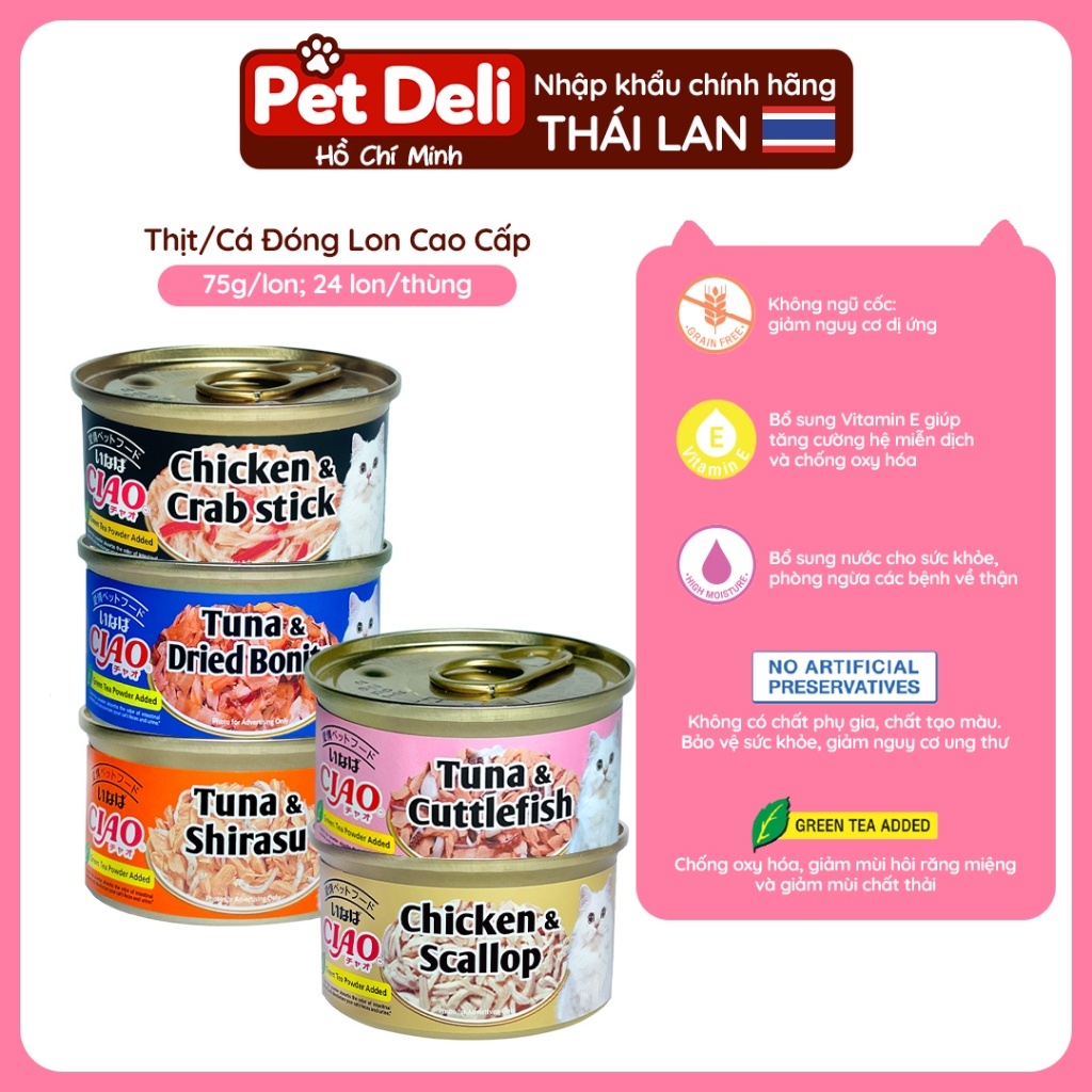 [NHẬP KHẨU THÁI - COMBO 5/10 LON] INABA CIAO Thức Ăn Ướt Cao Cấp Cho ...