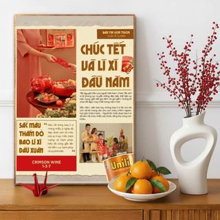 Tranh Cavas Treo Tường Các Câu Nói Vui Ngày Tết BH216 - Tranh Treo Tường Trang Trí Quán Nước, Nhà Hàng, Homestay