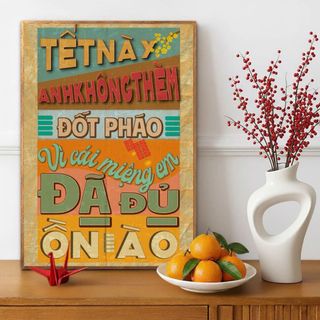 Tranh Cavas Treo Tường Các Câu Nói Vui Ngày Tết BH216 - Tranh Treo Tường Trang Trí Quán Nước, Nhà Hàng, Homestay