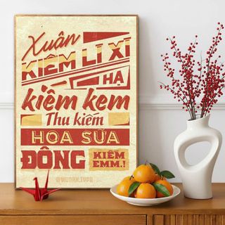 Tranh Cavas Treo Tường Các Câu Nói Vui Ngày Tết BH216 - Tranh Treo Tường Trang Trí Quán Nước, Nhà Hàng, Homestay
