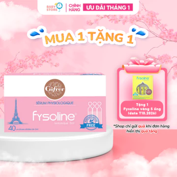 Nước muối sinh lý Fysoline Pháp - Vệ sinh mắt, mũi, miệng cho bé - Hộp Hồng 40 ống x 5ml
