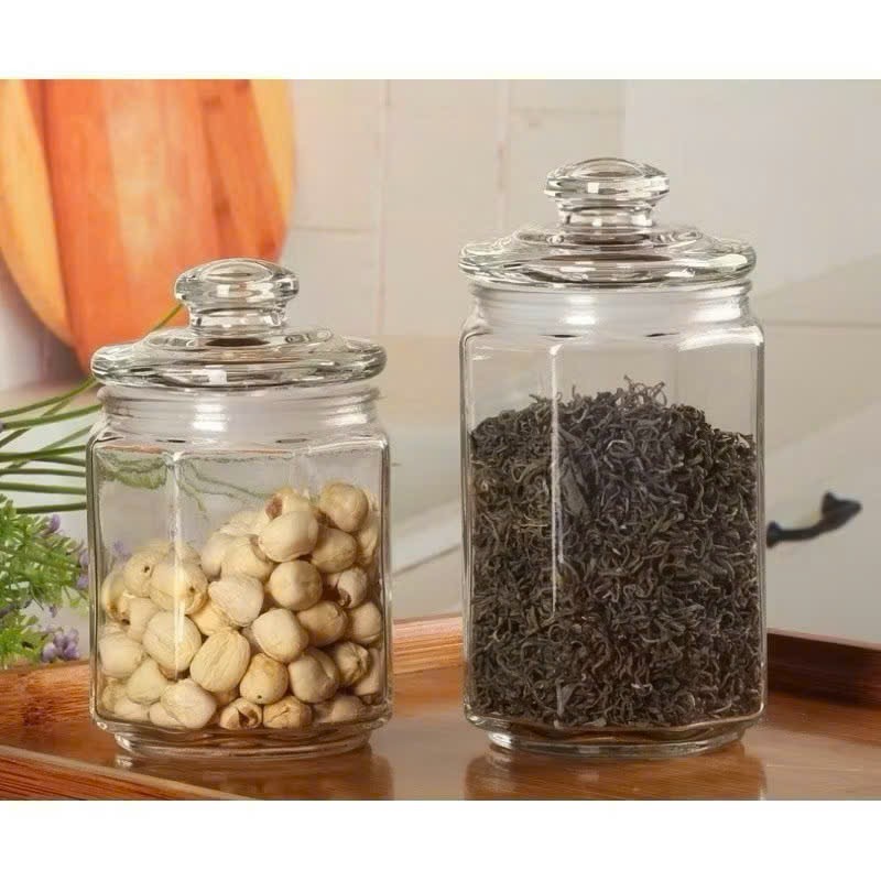 Combo 3 Hũ Thủy Tinh Đựng Gia Vị Lục Giác – Nắp Lắp Gioăng Chun Kín Hơi