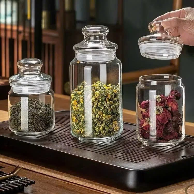 Combo 3 Hũ Thủy Tinh Đựng Gia Vị Lục Giác – Nắp Lắp Gioăng Chun Kín Hơi