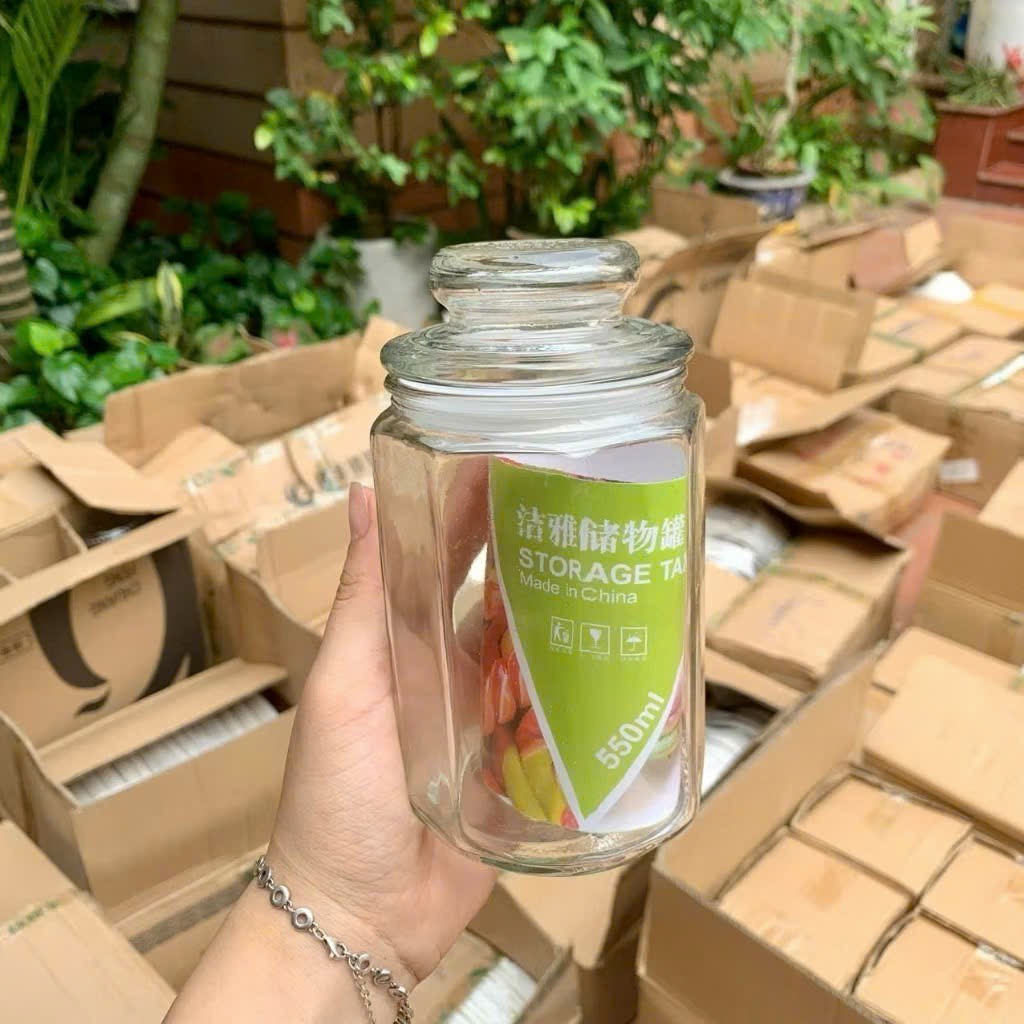 Combo 3 Hũ Thủy Tinh Đựng Gia Vị Lục Giác – Nắp Lắp Gioăng Chun Kín Hơi
