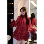 Váy voan tơ xốp tay xoè bồng tiểu thư đi tiệc sang chảnh - Đỏ Đô - Hàng Thiết Kế - TY CLOTHING — ảnh 5