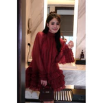 Váy voan tơ xốp tay xoè bồng tiểu thư đi tiệc sang chảnh - Đỏ Đô - Hàng Thiết Kế - TY CLOTHING — ảnh 8