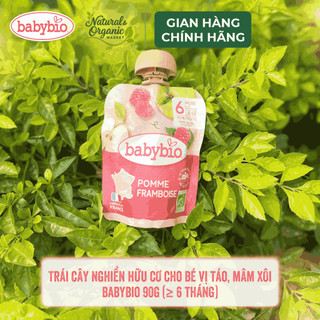 Trái cây nghiền hữu cơ cho bé vị dâu, táo, vani Babybio 90g bổ sung vitamin và khoáng chất tự nhiên  - Natural Market