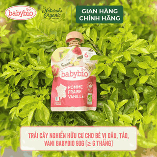 Trái cây nghiền hữu cơ cho bé vị dâu, táo, vani Babybio 90g bổ sung vitamin và khoáng chất tự nhiên  - Natural Market