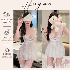 HT254 Váy ngủ sexy 2s cánh tiên hoa nhí cúp v1 có GỌNG, đồ ngủ ren xuyên thấu dáng xoè HT254