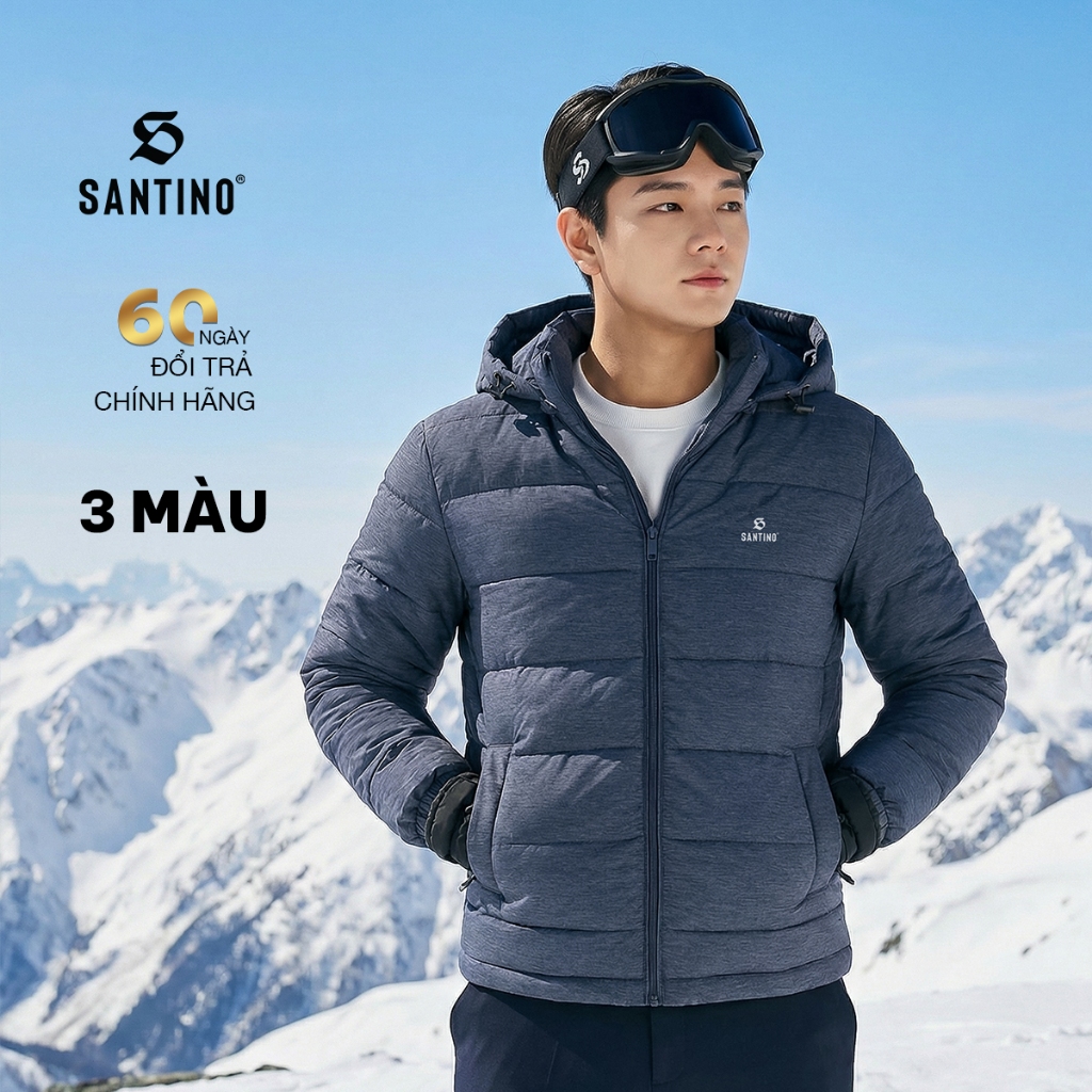 Áo Phao Nam Trần Bông Santino Cao Cấp, Mặc Đại Hàn, Thoải Mái, Chống ...