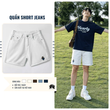 QUẦN SHORT JEAN, QUẦN SHORT NAM, QUẦN SHORT JEAN RÁCH, Quần Short Xanh Nâu Be Trắng, QUẦN ĐÙI NAM CÓ BIGSIZE