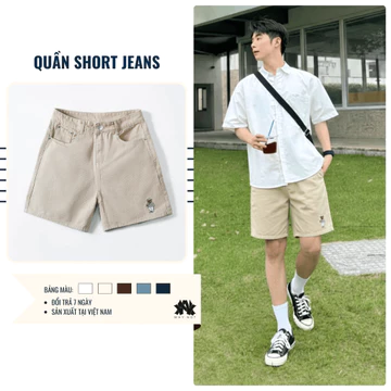QUẦN SHORT JEAN, QUẦN SHORT NAM, QUẦN SHORT JEAN , Quần Short Be Trắng Nâu Xanh, CÓ BIGSIZE , Quần Short Trên Gối