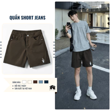 QUẦN SHORT JEAN, QUẦN SHORT NAM, QUẦN SHORT JEAN RÁCH, Quần Short Nâu Trắng Be Xanh, CÓ BIGSIZE , Quần Short Trên Gối