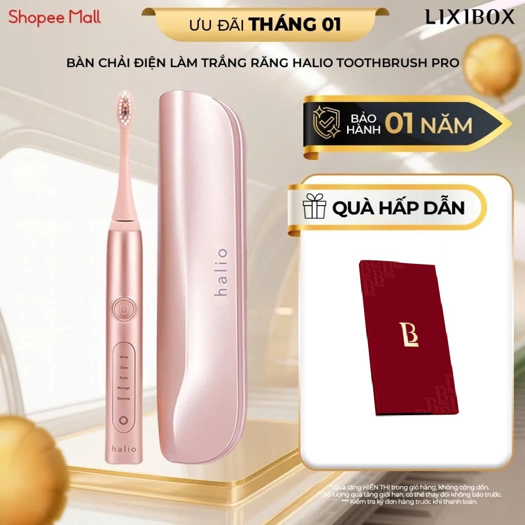 Bàn Chải Điện Làm Trắng Răng Halio Sonic Whitening Electric Toothbrush PRO Kèm Hộp Đựng