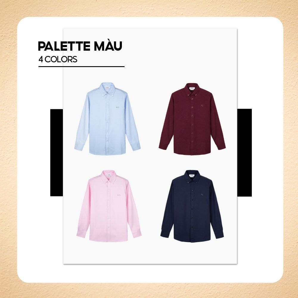 Áo sơ mi nam Truewear tay dài, cổ bẻ, vải Oxford dày dặn, form Regular Fit, logo thêu,thanh lịch-FEAER
