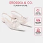 - Giày cao gót Slingback lưới mũi nhọn phối nơ thanh lịch cao 2cm màu trắng kem - EL097