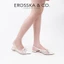 - Giày cao gót Slingback lưới mũi nhọn phối nơ thanh lịch cao 2cm màu trắng kem - EL097