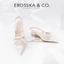 - Giày cao gót Slingback lưới mũi nhọn phối nơ thanh lịch cao 2cm màu trắng kem - EL097