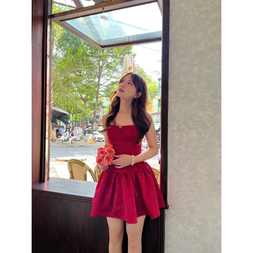 Đầm Nữ PUSCLE DRESS Form A Xếp Ly Bồng Xòe Công Chúa SECODEE