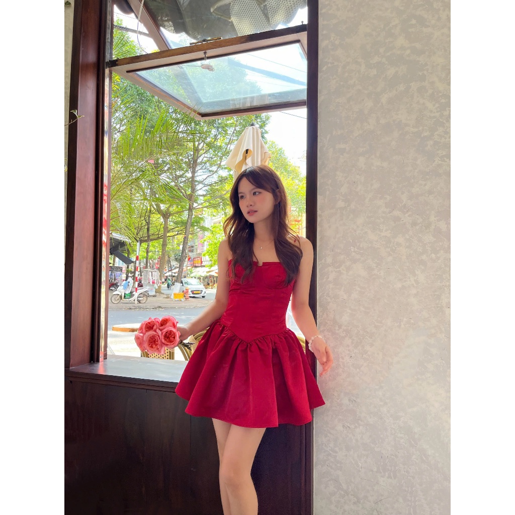 Đầm Nữ PUSCLE DRESS Form A Xếp Ly Bồng Xòe Công Chúa SECODEE