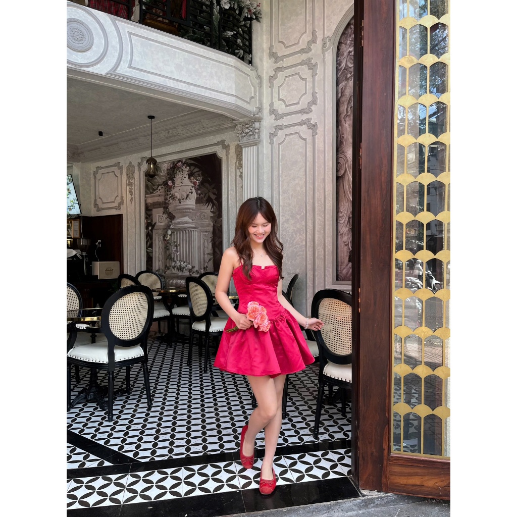 Đầm Nữ PUSCLE DRESS Form A Xếp Ly Bồng Xòe Công Chúa SECODEE