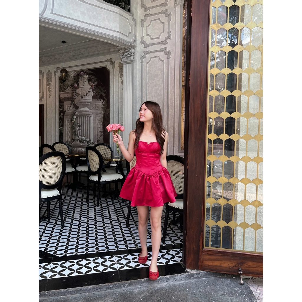Đầm Nữ PUSCLE DRESS Form A Xếp Ly Bồng Xòe Công Chúa SECODEE