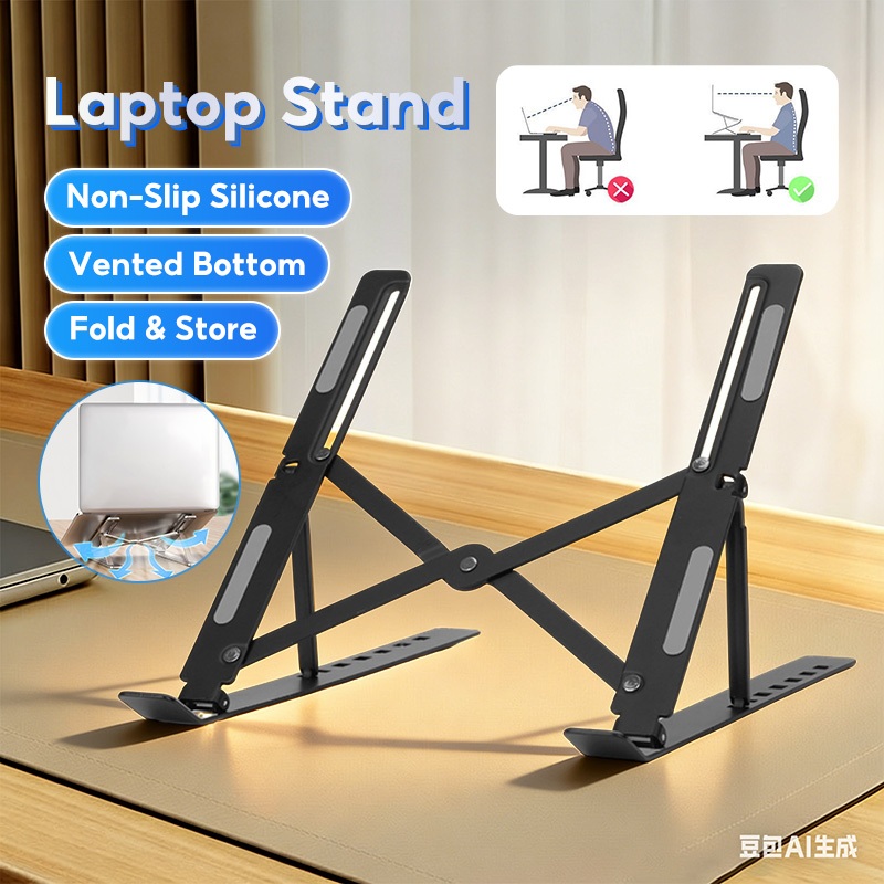 Giá đỡ laptop ,Đế tản nhiệt laptop chơi game, gấp gọn tiện lợi, bằng kim loại chắc chắn điều chỉnh 6 cấp độ