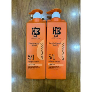 BÔ GỘI XÃ PHỤC HỒI TÓC 5IN1 HE BAU MÀU CAM DUNG TÍCH 1000ML· Collagen Elvawell White Truffle Repairing