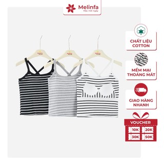 Áo hai dây nữ có đệm ngực vải Cotton tự nhiên thoáng mát, áo 3 lỗ mặc nhà, tập gym MELINFA VAA0586