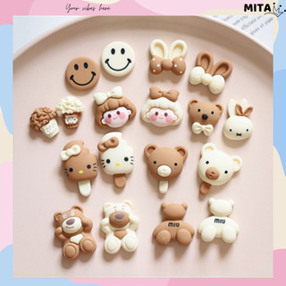 Sticker, Charm 3D chủ đề Gấu nâu 22 bán lẻ DIY nhựa cứng gắn Dép Sục, Cá Sấu JB-249 Mita