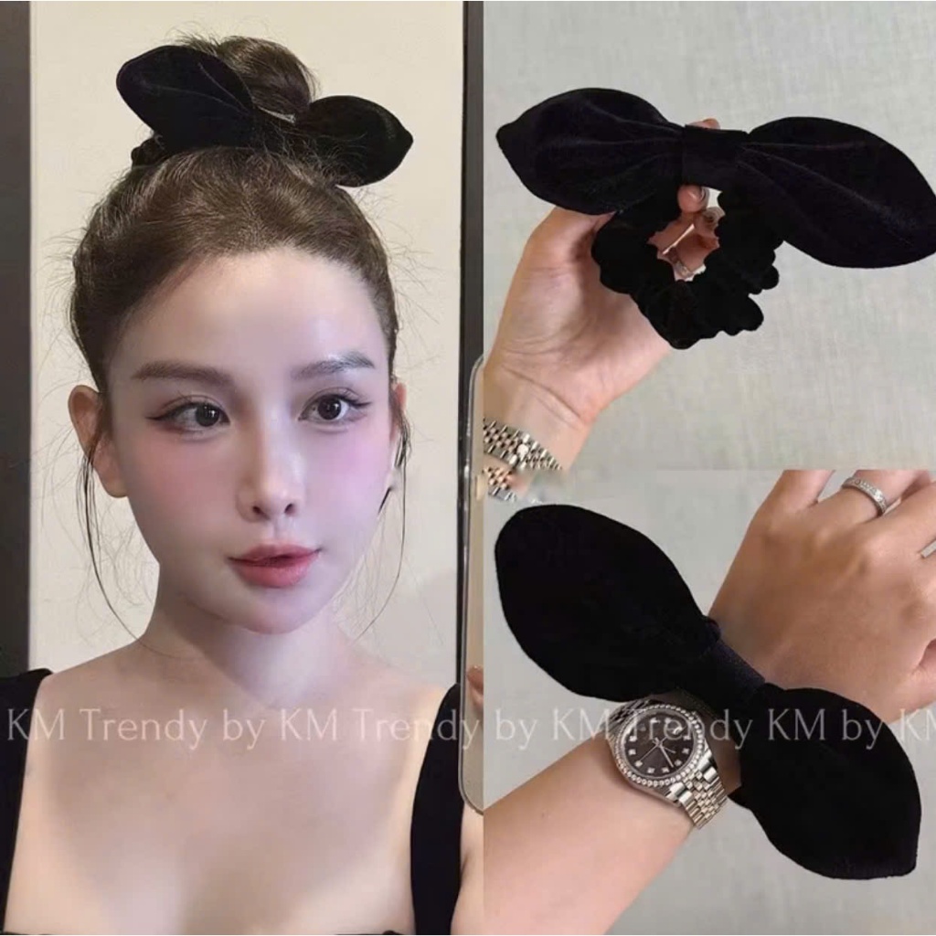 Dây buộc tóc nơ nhung sang chảnh chất liệu nhung mềm mịn A157