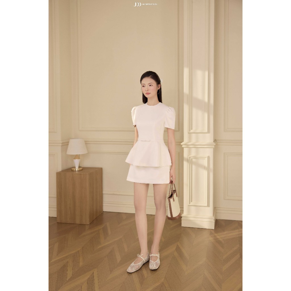 Set Áo Thu Đông Cổ Tròn Chân Đổ 2T02.2601, Chân Váy Thu Đông Dáng A Ngắn 4S01.2601, Set Đồ Modern Lady Cồ Điển By JM