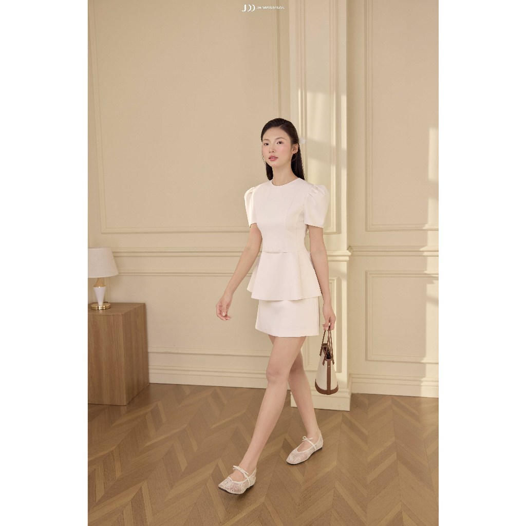 Set Áo Thu Đông Cổ Tròn Chân Đổ 2T02.2601, Chân Váy Thu Đông Dáng A Ngắn 4S01.2601, Set Đồ Modern Lady Cồ Điển By JM