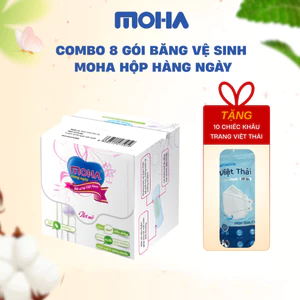 Lốc 8 gói băng vệ sinh MOHA HÀNG NGÀY kháng khuẩn 160 miếng