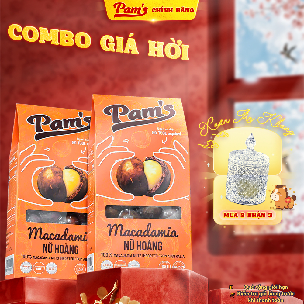 COMBO 2 Hộp Macca Nữ Hoàng Pams 250g - Nhân Mắc Ca Tách Sẵn Còn Vỏ, Giòn Ngọt Không Hôi Dầu