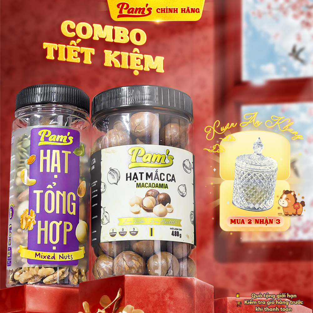 COMBO Tiết Kiệm - Hạt Dinh Dưỡng Tổng Hợp 6 loại 270g/hũ + Macca Úc Cao Cấp 480g/hũ Pams - Hạt Nhập Khẩu