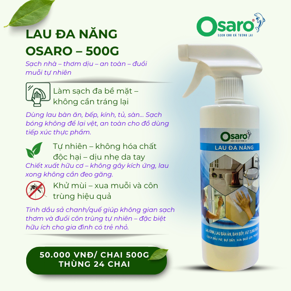 Combo Bao Sái Bàn Thờ & Lau Đa Năng OSARO - Dọn Nhà Đón Tết, Mùi Nhẹ, Dùng An Tâm | BSBT200+LDN500
