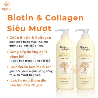 Dầu gội xả Biotin Collagen Voudioty chống rụng tóc gội xả phục hồi tóc 500ml 1000ml - Olia Cosmetic