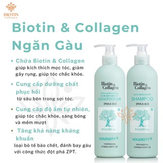 Dầu gội xả Biotin Collagen Voudioty chống rụng tóc gội xả phục hồi tóc 500ml 1000ml - Olia Cosmetic