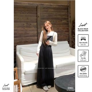 Set yếm 2 dây dáng xuông nhẹ nhàng basic LUST Yếm nữ dáng dài 2 dây kèm áo cotton dày cao cấp O903