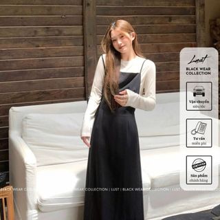 Set yếm 2 dây dáng xuông nhẹ nhàng basic LUST Yếm nữ dáng dài 2 dây kèm áo cotton dày cao cấp O903