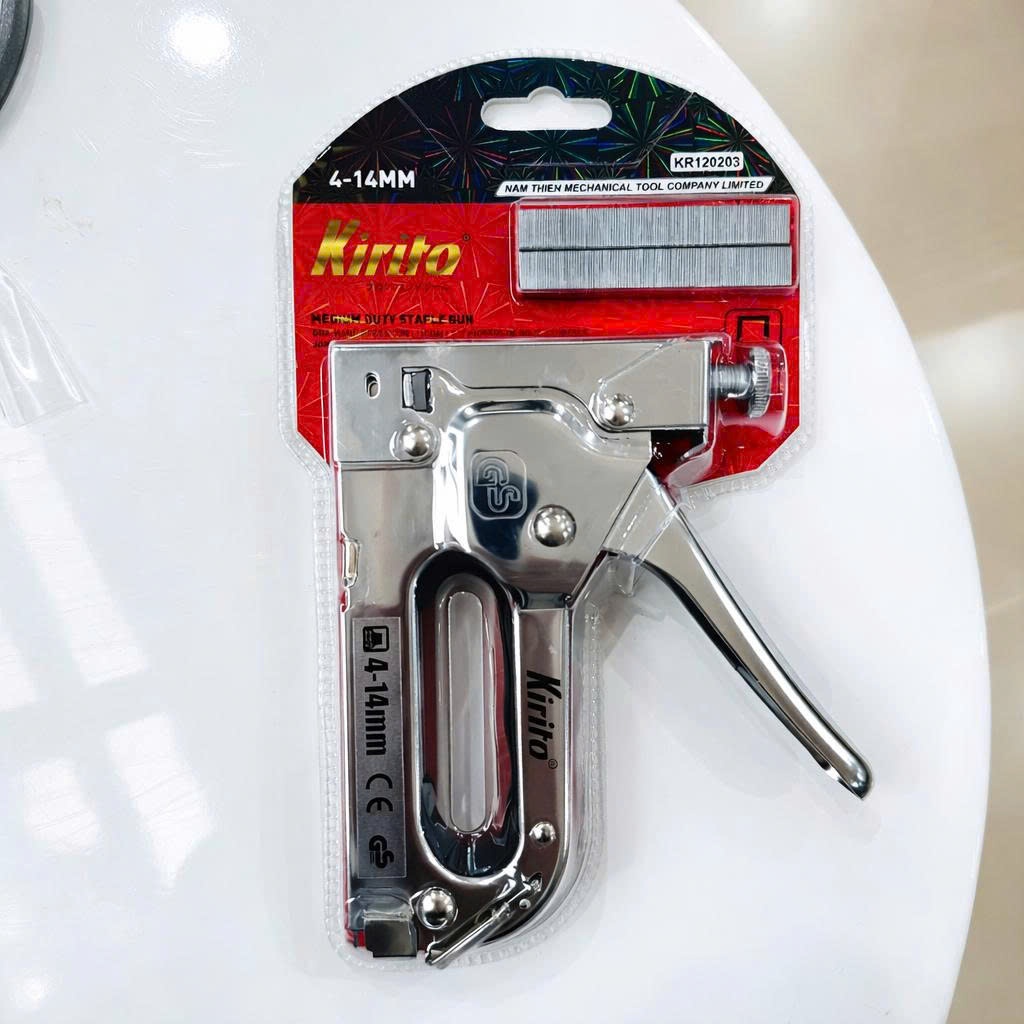 Dụng Cụ Bắn Ghim Gỗ Cầm Tay Inox Cao Cấp KIRITO, Có Núm Chỉnh Lực, Dùng Ghim 4-14mm