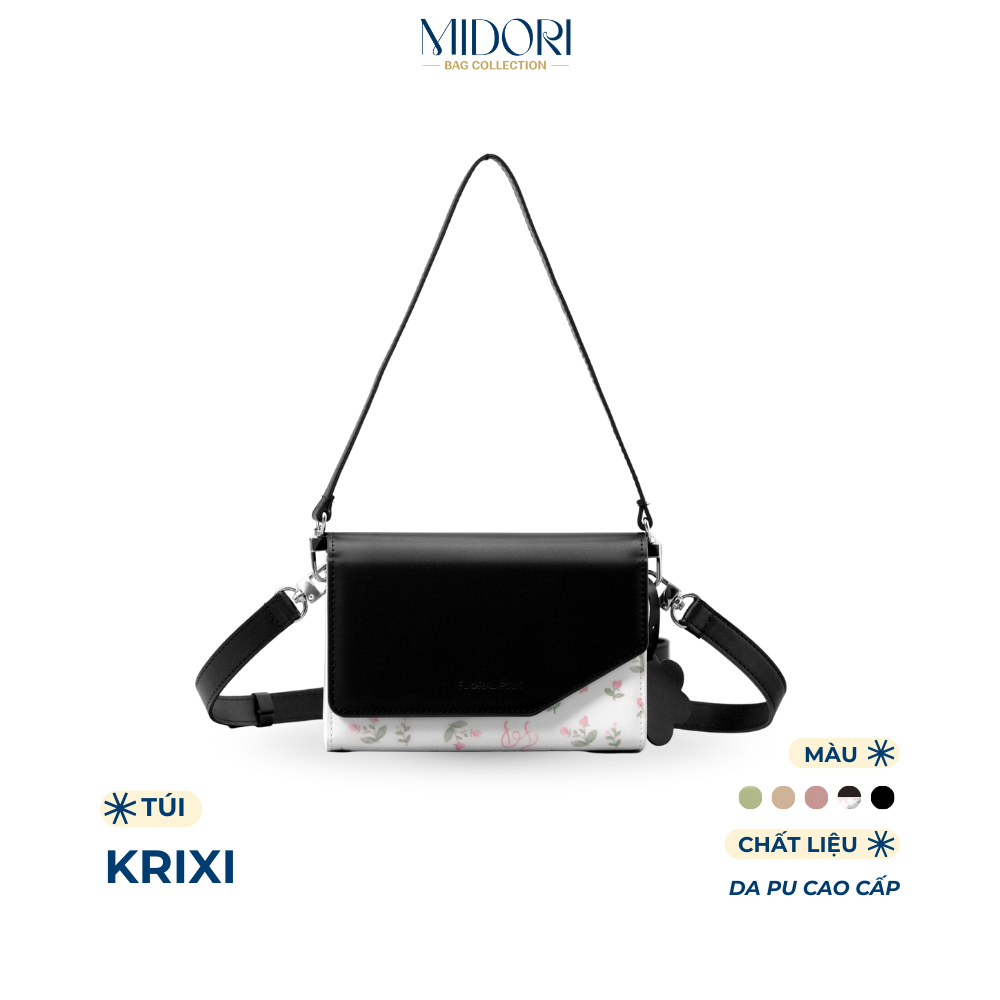 Túi Xách Da PU KRIXI Đeo Chéo Nam Nữ Đựng Điện Thoại Đi Chơi Tiệc Hoa Nhí | MIDORI BAG COLLECTION