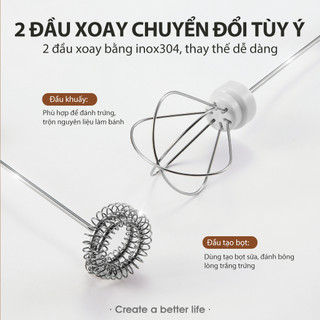 (BH 1 năm) Máy tạo bọt cafe đánh trứng Samono MFB30S, 3 tốc độ, cầm tay không dây, sạc pin tiện lợi